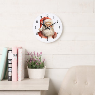 Reloj Redondo Grande Navidades Retro Santa Claus