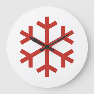 Reloj Redondo Grande Navidades rojos Snowflake