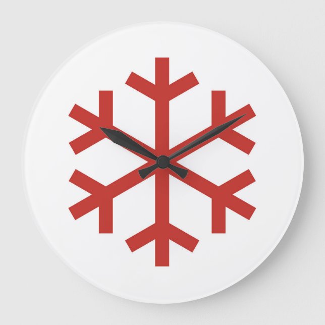 Reloj Redondo Grande Navidades rojos Snowflake (Anverso)