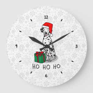 Reloj Redondo Grande Navidades Santa Hat Dalmatian Dog (negro 1) Divers