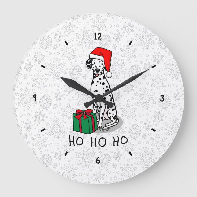 Reloj Redondo Grande Navidades Santa Hat Dalmatian Dog (negro 1) Divers (Anverso)