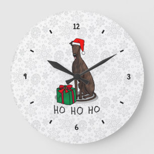 Reloj Redondo Grande Navidades Santa Hat Greyhound Dog (romano le) Grac