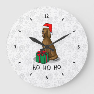 Reloj Redondo Grande Navidades Santa Hat Irish Setter Dog (rojo 1)
