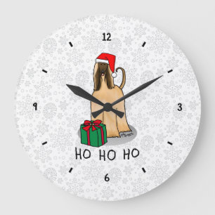 Reloj Redondo Grande Navidades Santa Hat Perro perro hebilla afgana