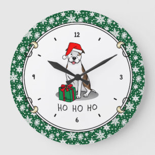 Reloj Redondo Grande Navidades Santa Pit Bull (izquierda romano le whit