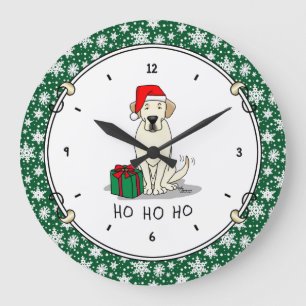Reloj Redondo Grande Navidades Santa Yellow Labrador Retriever Cute
