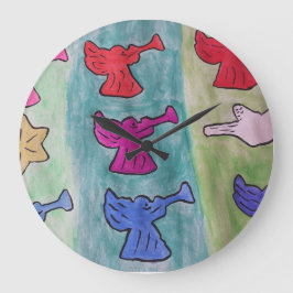 Reloj Redondo Grande Navidades se enfurecen con trompetas