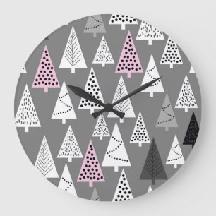 Reloj Redondo Grande Navidades simples: Resumen del patrón de árbol