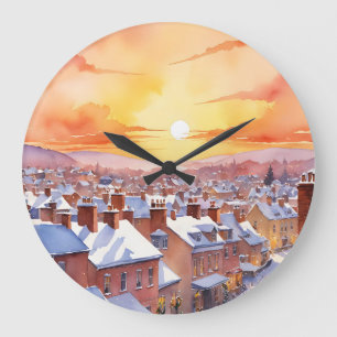 Reloj Redondo Grande Navidades Snowden mañana amanecer