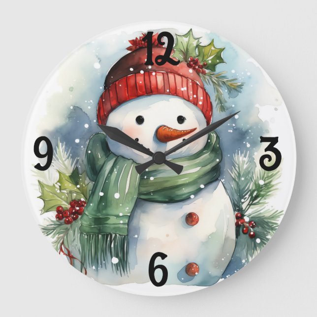 Reloj Redondo Grande Navidades Snowman (Anverso)