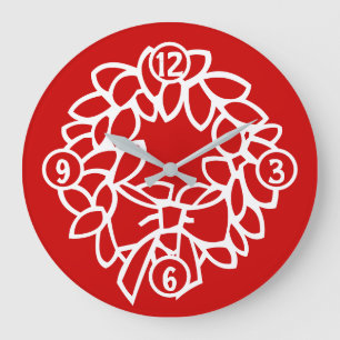Reloj Redondo Grande Navidades Wreath Round Wall Clock