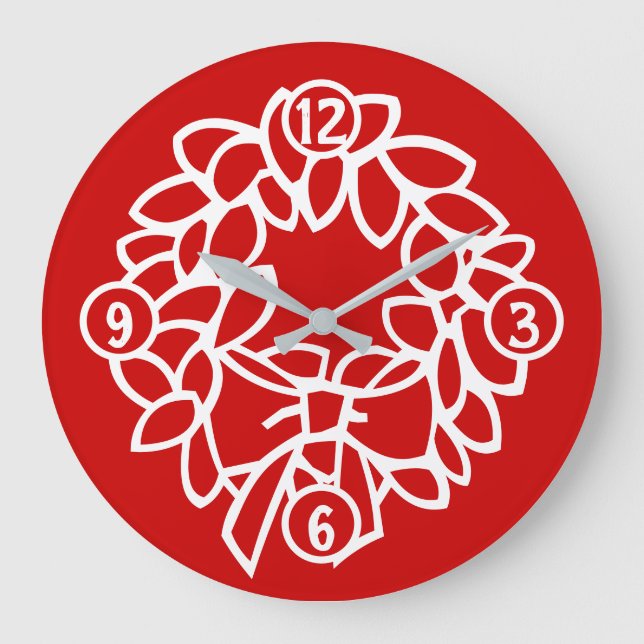 Reloj Redondo Grande Navidades Wreath Round Wall Clock (Anverso)