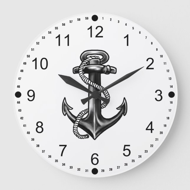 Reloj Redondo Grande Navy Anchor And Rope (Anverso)