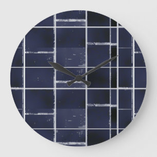 Reloj Redondo Grande Navy blue square and rectangle tiled
