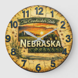 Reloj Redondo Grande Nebraska Vintage Cornhusker State Farm Scene
