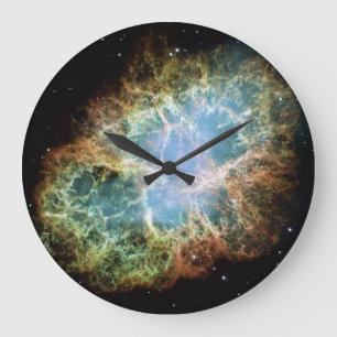 Reloj Redondo Grande Nebulosa de cangrejo verde azulada