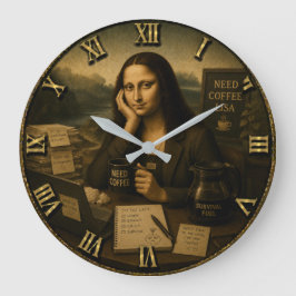 Reloj Redondo Grande Need Coffee Funny Mona Lisa Coffee Lover Gift
