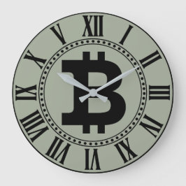 Reloj Redondo Grande negocio de gráficos con logotipo de Bitcoin, pared