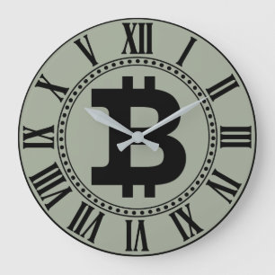 Reloj Redondo Grande negocio de gráficos con logotipo de Bitcoin, pared