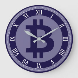Reloj Redondo Grande negocio de gráficos con logotipo de Bitcoin, pared