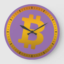 Reloj Redondo Grande negocio de gráficos con logotipo de Bitcoin, pared