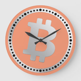 Reloj Redondo Grande negocio de gráficos con logotipo de Bitcoin, pared