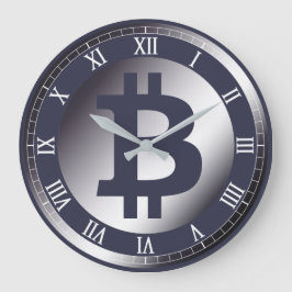 Reloj Redondo Grande negocio de gráficos con logotipo de Bitcoin, pared