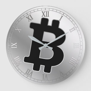 Reloj Redondo Grande negocio de gráficos con logotipo de Bitcoin, pared