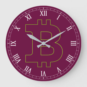 Reloj Redondo Grande negocio de gráficos con logotipo de Bitcoin, pared