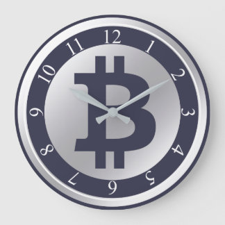 Reloj Redondo Grande negocio de gráficos con logotipo de Bitcoin, pared