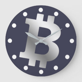 Reloj Redondo Grande negocio de gráficos con logotipo de Bitcoin, pared
