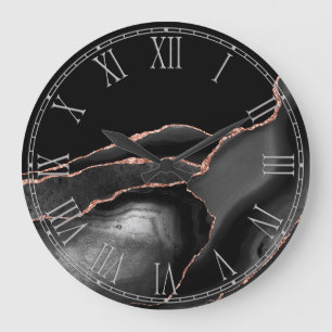 Reloj Redondo Grande Negro Agate Decoración de hogar grande reloj