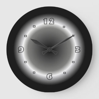 Reloj Redondo Grande Negro atmosférico con efecto Halo blanco