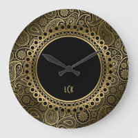 Negro elegante y marco adornado de Paisley del oro