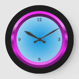 Reloj Redondo Grande Negro magenta y azul Guay