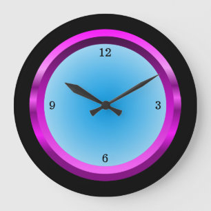 Reloj Redondo Grande Negro magenta y azul Guay