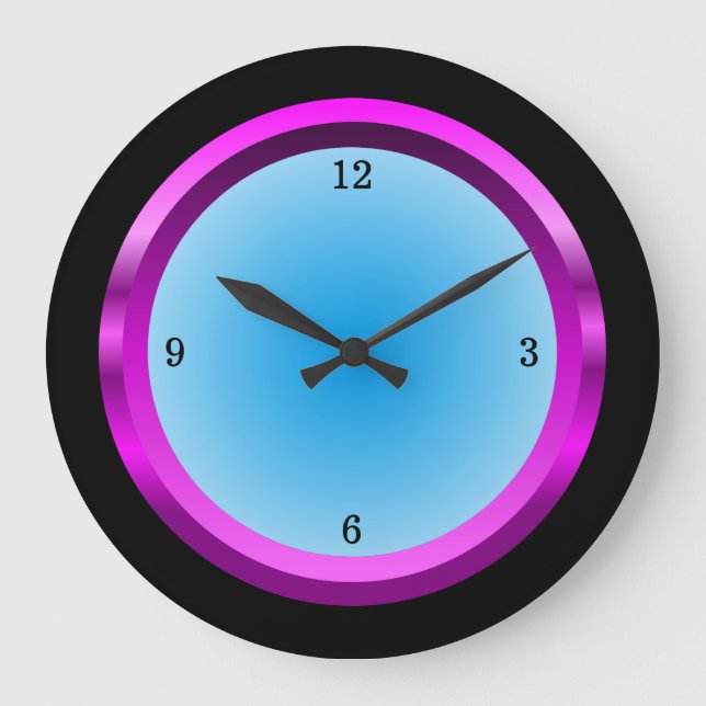 Reloj Redondo Grande Negro magenta y azul Guay (Anverso)