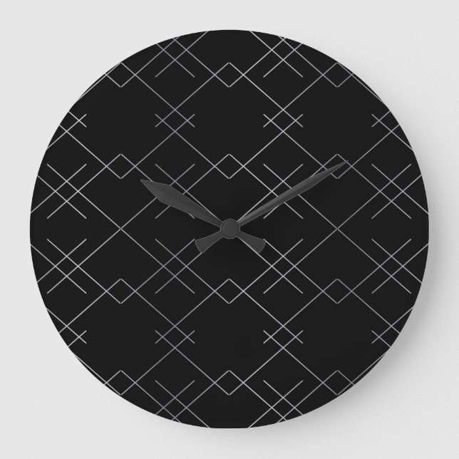 Reloj Redondo Grande Negro-plateado, fresco, elegante, simple patrón mo (Anverso)