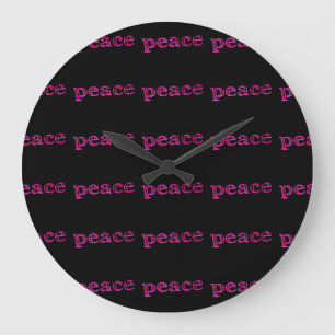 Reloj Redondo Grande negro rosado de la paz