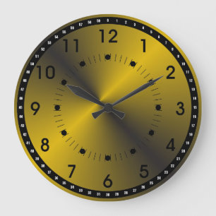 Reloj Redondo Grande Negro y oro vibrante