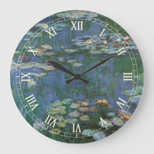 Reloj Redondo Grande Nenúfares de Claude Monet, Flores Vintage