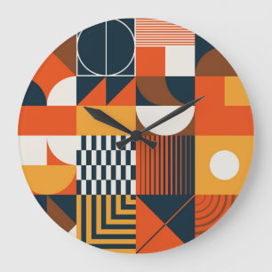 Reloj Redondo Grande Neo geo: composición abstracta vintage