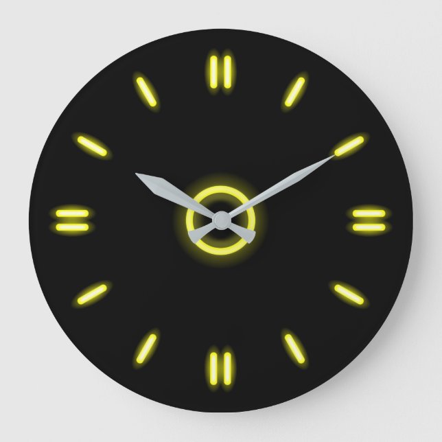 Reloj Redondo Grande Neón amarillo (Anverso)