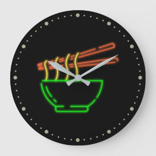 Reloj Redondo Grande Neon Asian Noodle Bowl
