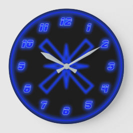 Reloj Redondo Grande Neón azul (efecto)
