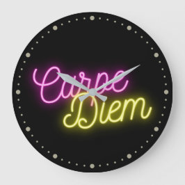 Reloj Redondo Grande Neon Carpe Diem Word Art