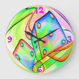 Reloj Redondo Grande Neon Dice Black Light Rave