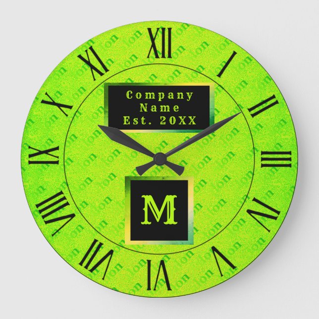 Reloj Redondo Grande Neon Elegant Fluorescente Monogramado (Anverso)