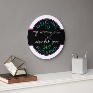 Reloj Redondo Grande Neon Hot Pink Aqua Blue White Le Da La Bienvenida