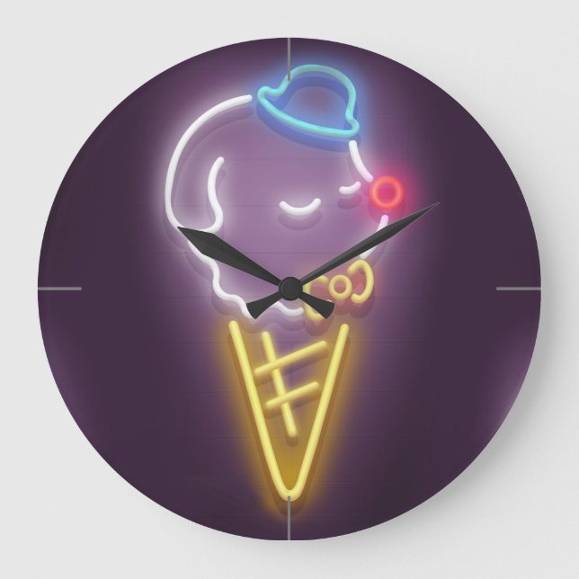 Reloj Redondo Grande Neon Ice Cream (Anverso)